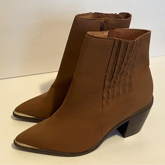 Vizzano Shoes - Vizzano Brazillian Footwear Pointed Toe Suede Chunky Heel Western Ankle Boots